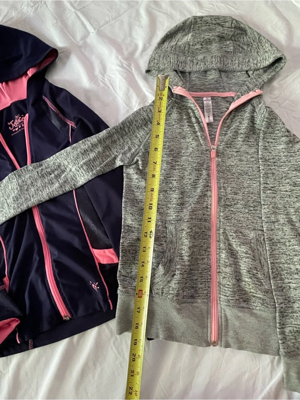 Justice and 90 degree by reflex Girls' 7-8 Hoodies in Navy, Pink & Gray